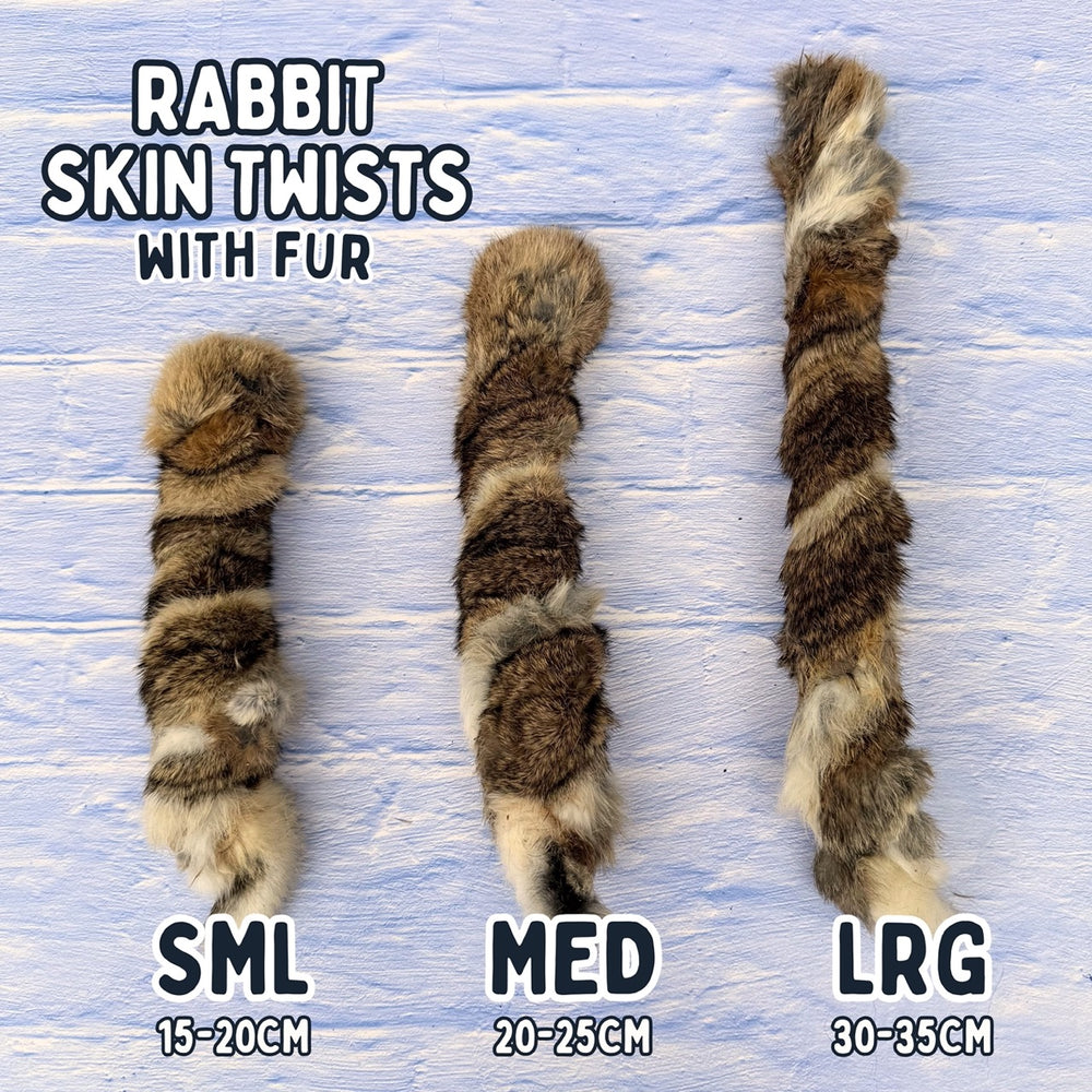 Rabbit Skin Twist with Fur | Dog Treat Chew | Rabbit Fur Skin Twist